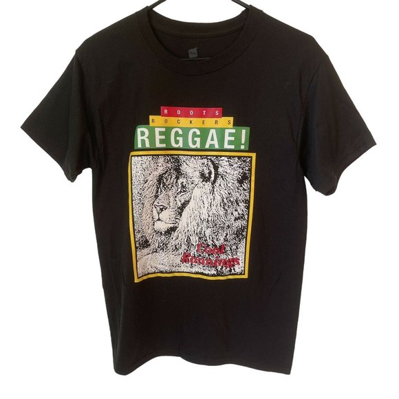 Reggae T Shirt Roots Rockers Reggae Cool Runnings Lion Adult Small Black - Picture 3 of 5